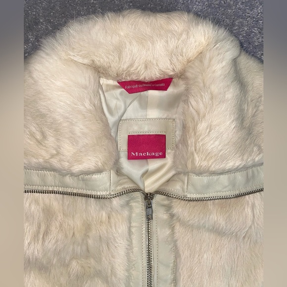 SOLD❣️MACKAGE JACKET Leather & Fur Ivory White - Picture 4 of 14